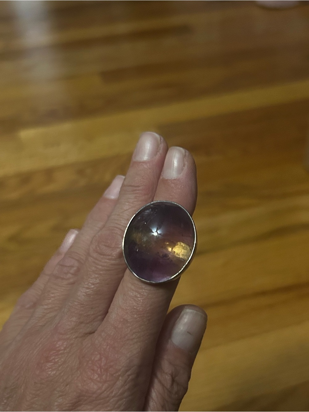 Sterling Silver Ring with Purple and Yellow Quartz Gemstone- Ametrine